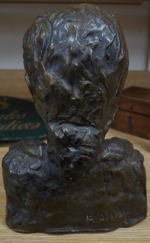 Hermann Haller (1880-1950), bronze bust of a lady, 36.5cm. Condition - good